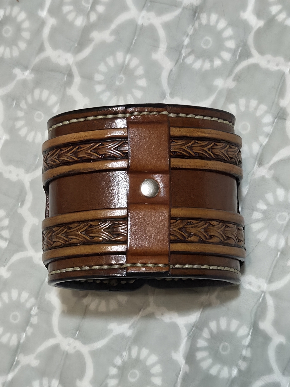 Men's Brown Braided Leather Cuff Bracelet